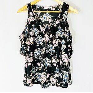 Lush Floral Blouse Top L Spring Office Business